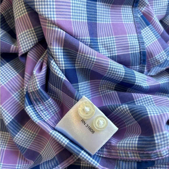 Jos. A. Bank Traveler Purple/Blue Plaid Long Sleeve Button Down Shirt Slim XXL - Picture 7 of 11